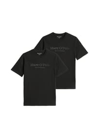 Marc O'Polo - Herren T-Shirt, 2er Pack - Big-Logo, Regular Fit, Baumwolle, Logoprint, uni - Blau/Weiß