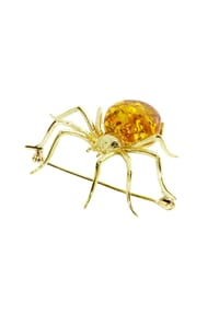 OSTSEE-SCHMUCK® - Brosche , Spinne 48 x 40 mm , Silber 925/000, vergoldet - gold