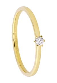 MONCARA - Damen Ring, 585er Gold mit 1 Diamant, ca. 0,05 Karat - 
