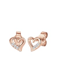 elli. DIAMONDS - Ohrringe Herz Liebe Diamant (0.03 Ct.) 925 Silber - Rosegold
