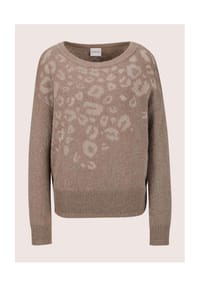 MADELEINE - Kurzer Intarsien-Pullover mit Glanz-Effekt - caramel / multicolor