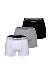 DOLCE & GABBANA - Herren Boxershorts, 3er Pack - Regular Boxer, Stretch Baumwolle - Schwarz/Weiß/Grau