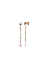 Fiocco JEWELRY - Bloomy Rose Ohrringe Rosenquarz Zirkonia weiß Brillantschlriff, 925 Sterling Silber - roségold