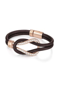 Luluandjane - Damen Armband aus Echtleder in Braun mit Glas - braun