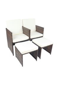 VCM. 4-tlg. Set Gartenstuhl | Loungestuhl Sessel | Maße pro Stuhl ca. H. 84 x B. 53 x T. 53 cm | Rattan | Balkonstuhl mit Sitzkissen - Raloso - VCM Raloso - Braun