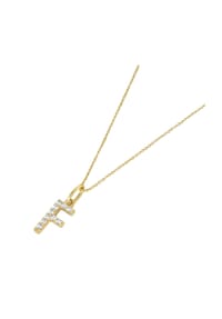 Luigi Merano® - Kette Anhänger Buchstabe F mit Zirkonia, Gold 375 - gold