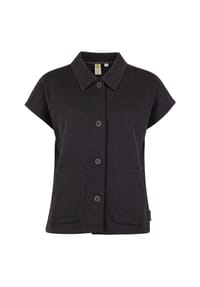 ROADSIGN® australia - Damen Weste Layer aus Sweat mit Polokragen & Knopfleiste - schwarz