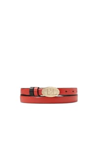 Kazar - Zweifarbiger Gürtel mit halbrunder Schnalle mit Monogramm - Rot