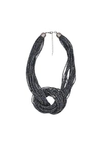 Steuer Modeschmuck - Collierkette Metall Glasstein - schwarz