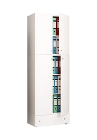 VCM. - XXL Büroschrank mit 5 Fächern und einer Schublade | moderner Aktenschrank mit Drehtüren | Maße ca. H. 200 x B. 70 x T. 39 cm – Lona 5-Fach - Buche