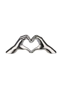 GILDE - Dekoobjekt Hand Heart, Keramik, Silber, H 11 cm, 43397 - braun