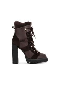 Kazar - Braune Plattform Stiefeletten aus Glattleder und Wildleder - Dunkelbraun