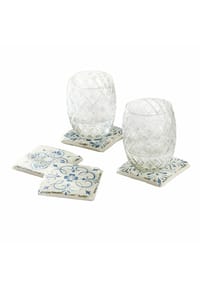 LOBERON - Untersetzer 4er Set Évry weiß/blau - weiß/blau