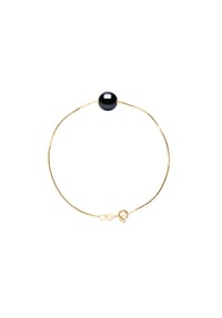 Pearls & Colors - Armband, Gelbgold mit Süßwasser-Zuchtperle, 9-10 mm - Gelbgold/Schwarz