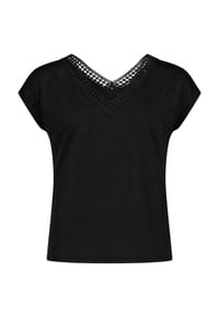 zero - Kurzarm-Shirt mit V-Ausschnitt - Black Beauty