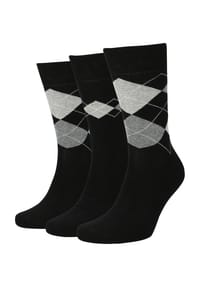DUNMORE - Socken, 3er-Pack, Stretchbund, für Herren - 1 SCHWARZ ARGYLE