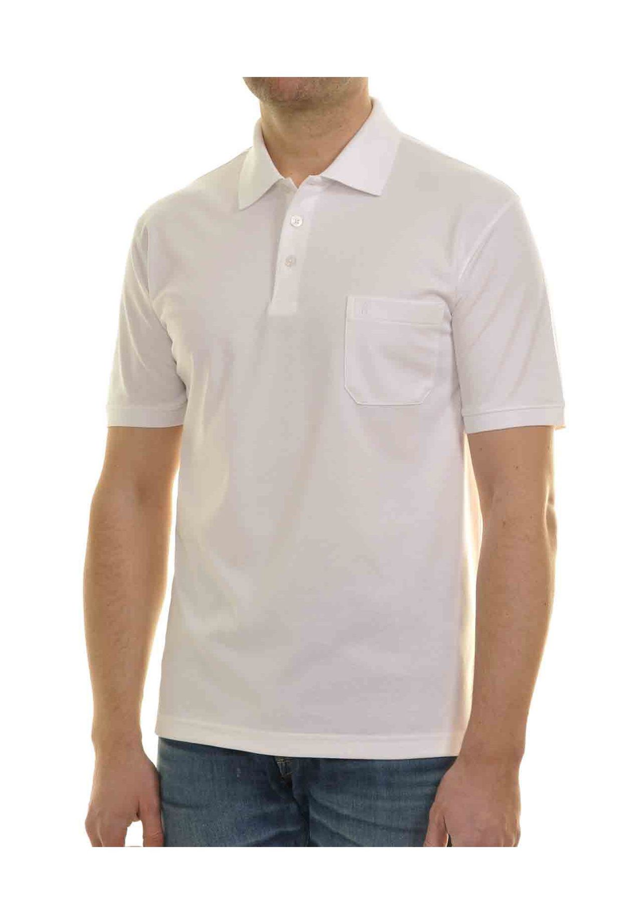 Ragman Poloshirt, Aufgesetzte Brusttasche, FüR Herren, Weiß, 3XL