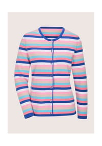 MADELEINE - Streifenjacke aus Modal, Feinstrick, Rundhals - azurblau / weiß / multicolor