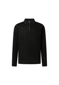 JOOP! - Herren Poloshirt, langarm - Varlon, Polokragen, Cornflower-Allover, Baumwolle - Schwarz