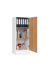 VCM. - Mehrzweckschrank mit 1 Drehtür, H. 114 x B. 52 x T. 32 cm, Wohnzimmerschrank, Büroschrank und Aufbewahrungsschrank mit 3 Fächer - Dilos - Anthrazit / Honig-Eiche