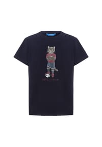 CAT by manii'ta lacitta - Blaues T-Shirt mit Fußballkatze - blau