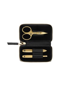 ZWILLING TWINOX® - Gold Edition, Reißverschluss-Etui, Rindleder, 3-tlg. - schwarz/gold