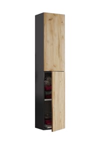 VCM. - Holz Badezimmerschrank | Badmöbel | Wandregal | Badezimmer | Badschrank | Hochschrank | Maße ca. H. 150 x B. 33 x T. 22 cm - Lendas - Anthrazit