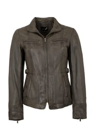 JILANI - Damen Lederjacke Lammnappa grau-braun - grau-braun