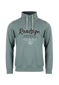ROADSIGN® australia - Herren Sweatshirt Edge Tube mit Logo Print und Schalkragen - braun