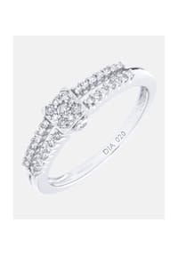 Diamant L'eternel - Cluster Ring, mit 0.2 ct Diamant, 375 Weißgold - white gold