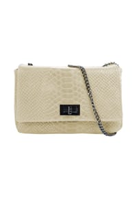 Cluty - Umhängetasche Echt Leder, Made In Italy - beige