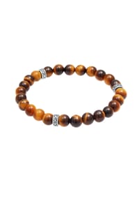 KUZZOÍ - Armband Herren Tigerauge Vintage 925 Silber Oxidiert - Gold