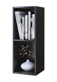 VCM. - Holz CD DVD Regal | Aufbewahrung | Maße H. 72 x B. 34 x T. 30 cm | Deko Regal | Bücherregal - Mendas 2 Fächer - Grau