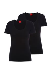 HUGO - Unterhemd, 2er-Pack, Rundhals-Ausschnitt, für Damen - 001 BLACK