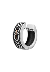 caї - Single Creole 925 Silber matt oxidiert mit vergoldetem Schwert 925/- Sterling Silber ohne Stein - Silbergrau
