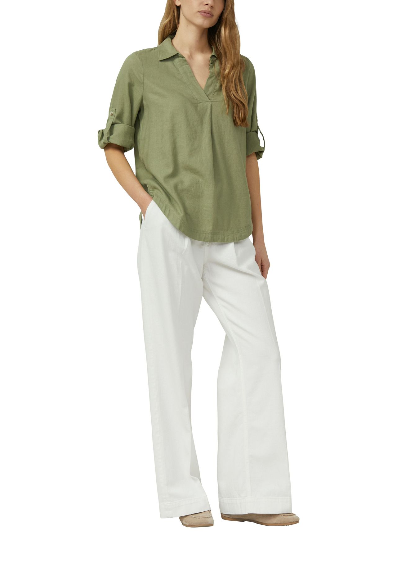 S.Oliver Red Label Shirtbluse, Leinenanteil, FüR Damen, GrüN, 42