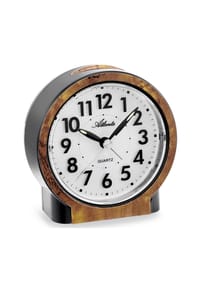 Atlanta by PARAGON - Quarzwecker ohne Ticken mit Licht, akustischem und optischem Wecksignal &  Snooze Analog - 2173/20 (Nussbaum/Schwarz) - Nussbaum/Schwarz
