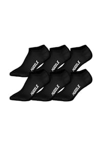 HUDDLE® - Unisex Sneaker-Socken, 6er Pack - Basic, Logo, Sneaker, Sportsocken, einfarbig - Schwarz