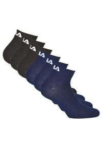 FILA - Unisex Quarter Socken, 6er Pack - Kurzsocken, Training, Sport, Logo (2x 3 Paar) - Blau