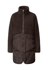 Street One - Teddymantel Mat Mix, Stehkragen, für Damen - 17111 AUBURN BROWN