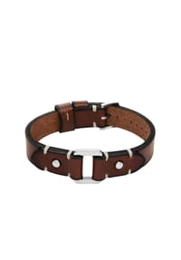 FOSSIL MACHINE - Fossil Herrenarmband Machine Edelstahl Lederband braun, JF04942040 - Braun