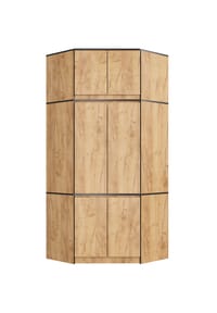 Akord - Eckkleiderschrank S100 mit Aufsatz, 6 Türen und 9 Einlegeböden - artisan-eiche