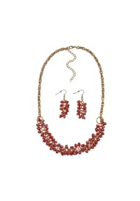 Steuer Modeschmuck - Schmuckset Metall Glasstein - Rot