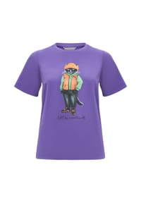 cat e lolette - Lila T-Shirt mit Katzenmotiv - lila