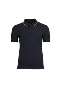 ARMANI EXCHANGE - Herren Poloshirt – Verdeckte Knopfleiste, Baumwolle, Kontraststreifen - Dunkelblau