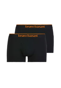 bruno banani - Herren Boxershorts, 2er Pack - Quick Access, Unterhose, einfarbig, Baumwolle - 4559 SCHWARZ/ORAN