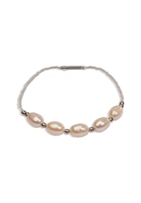 DI PERLE® DI PERLE Schmuckkollektion - Süßwasser Zuchtperlen Armschmuck Armband aus Edelstahl mit Zirkon, 18,5 cm - weiß