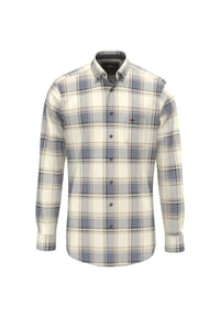 FYNCH-HATTON® - Freizeithemd Herringbone Check, Casual Fit, Langarm, Button-Down-Kragen, für Herren - 660 AIR BLUE