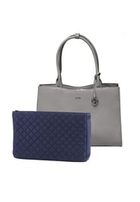 SOCHA BUSINESS BAGS MIDI LINE - Laptoptasche elegant 14 Zoll für Damen, Synthetik, leicht, Vollausstattung - grau