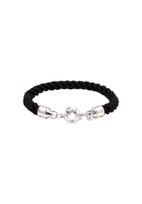 KUZZOÍ - Armband Textil Kordel Schwarz 925 Sterling Silber - Gold